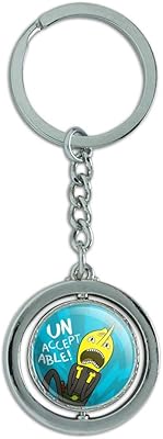 Adventure Time Lemongrab Unacceptable Keychain Spinning Round Chrome Plated Metal