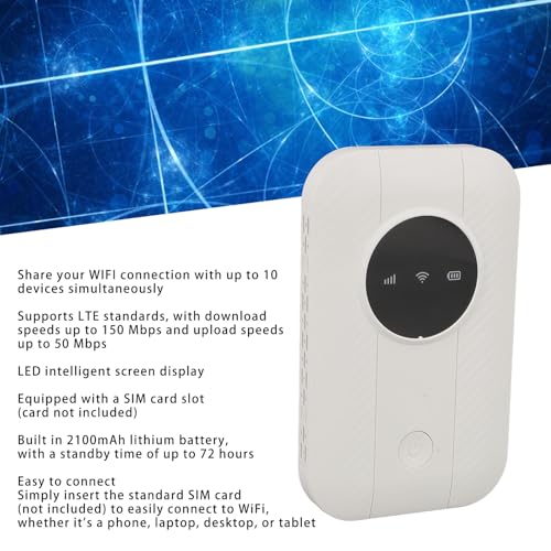Image of 4G LTE Travel Router with 72 Hour Standby Time and LED Display. Portable WiFi Hotspot with SIM Slot for Laptops and Tablets in Europe and Asia