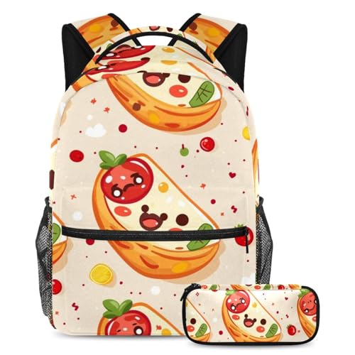 Sac à dos omelette avec tomate et trousse pour école et voyage ado