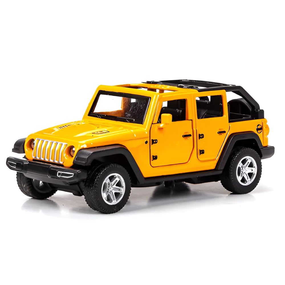 Jeep Wrangler Diecast Toy Car With Openable Doors - (1:36 Scale) - Yellow