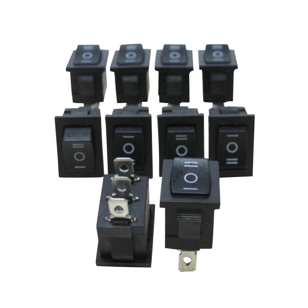 Taiss 8 Pièces Interrupteur à Bascule 3 Positions ON/OFF/ON SPDT 3 Broches Commutateur à Bascule 10A 250V AC Pour Voiture Camion Bateau Appareils électroménagers KCD3-103-BK