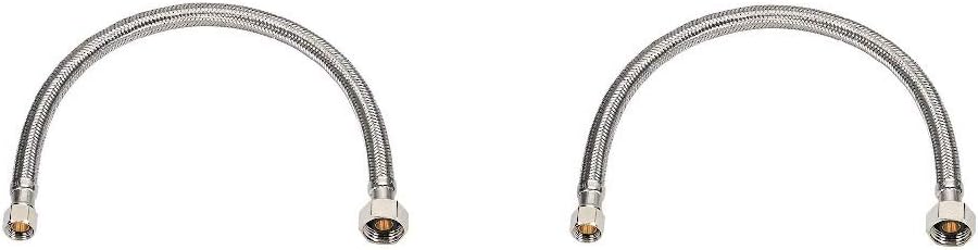EZ-Fluid 30" x 1/2" Fip x 3/8" Comp S.S Braided Flexible Water Hoses Connectors,Faucet Supply Line,Faucet Water Supply Hose Connector Lines For Bathroom,Kitchen,Toilet,Outdoor Sink Faucets (10)