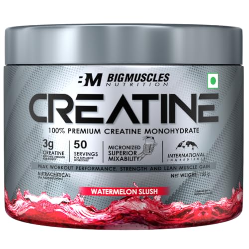 Image of Bigmuscles Nutrition Creatine 155g, 50 Servings, Mango Martini, Micronized for Muscle Repair & Performance | Bigmuscles Creatine 155g, 50 Servings, Watermelon Slush, Powder