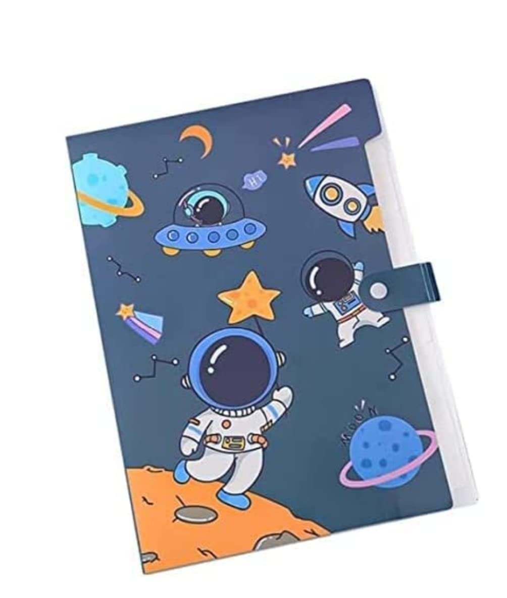 NETIZEN Space Printed A4 Size 6 Pockets File Folder for Storing documents/Certificates for Students and Office (Multicolor) (Pack of 1)
