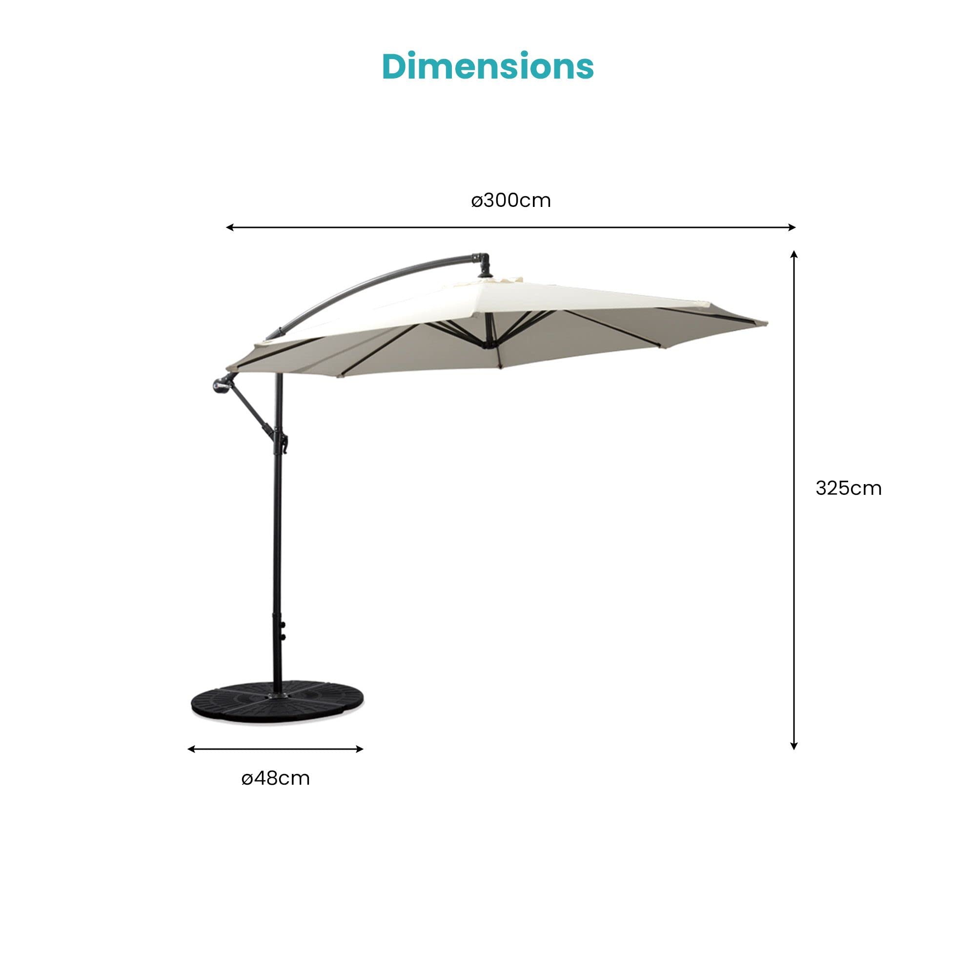 SKYLANTERN Parasol Deporte Octogonale Ø300cm de Plage - Parasol Déporté 3x3 M Acier Traité - Parasol Plage, Balcon, pour Patio