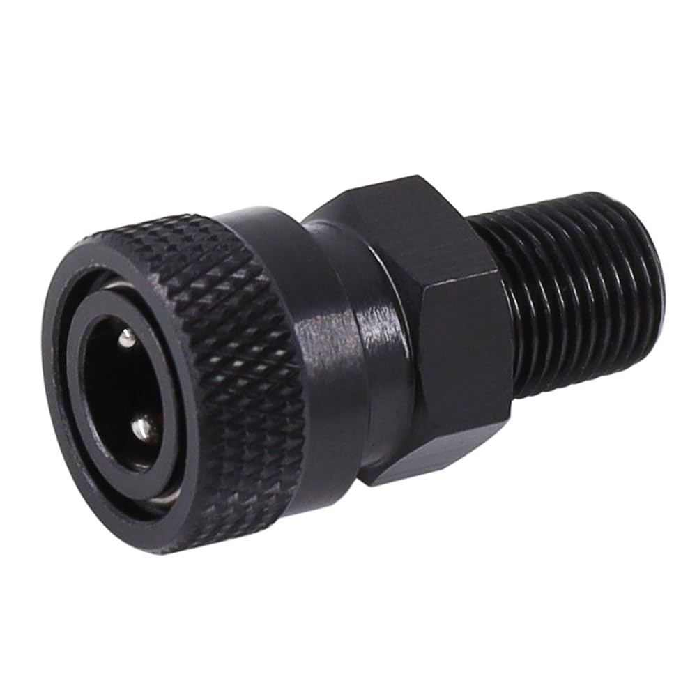 HMKUGO 1/8'' NPT Male Thread to 8MM Female Quick-Disconnect Connector Adapter, Black Zinc Plated Copper, PCP Paintball Charging Fittings with Sealing