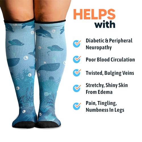Image of Viasox Compression Socks for Women and Men, Knee High Socks 12-15 mmhg Circulation Support for Flight, Travel, Daily