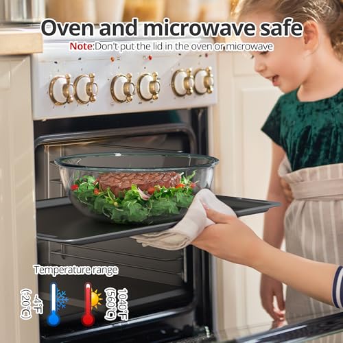 Tazón grande de vidrio transparente 6 Qt para cocina miniatura 4