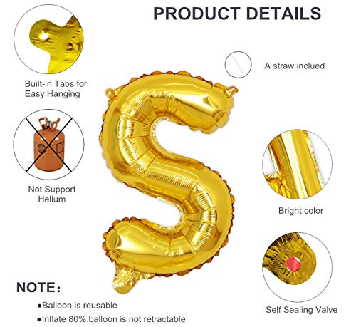 Image of AMFIN 16 Inch Gold Letter Balloons Alphabet Foil Balloons for Birthday, Wedding, Graduation, Bachlorette, Bridal Shower, Party Decorations Supplies