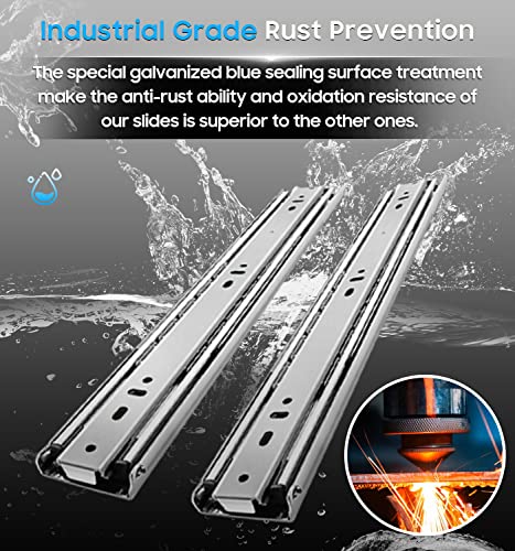 YENUO Heavy Duty Drawer Slides Full Extension Side Mount 12 14 16 18 20 22 24 26 28 30 32 34 36 40 Inch Metal Rails Track Guide Glides Runners 150lbs 1 Pair (Without Lock, 12 inch) - Image 7