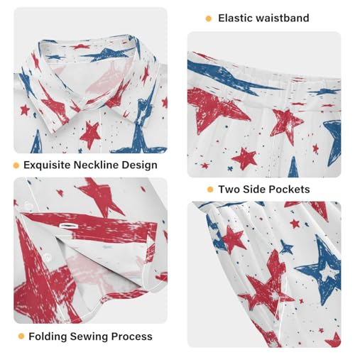 Boccsty American Stars Stripes Boy Summer Shorts Sets Hawaiian Toddler Boys T-Shirt & Pants 2 Pcs 3T4