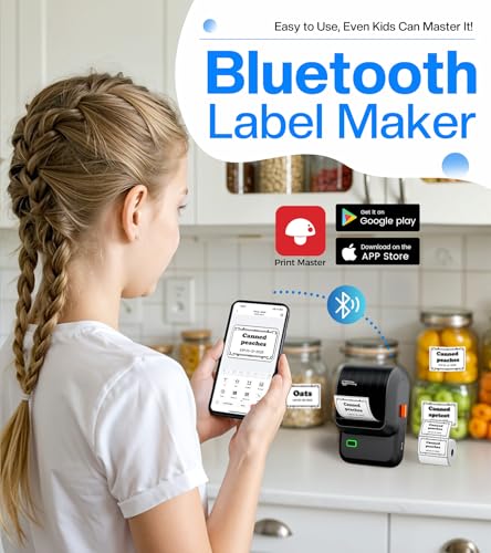 Image of NelkoGlobal Label Maker Machine with Tapes,M100 Thermal Label Printer,Versatile App with 2000 Icons and 300 Templates,Barcode Label Maker Output 0.78''-2'' Paper, Home, Office, School, Black