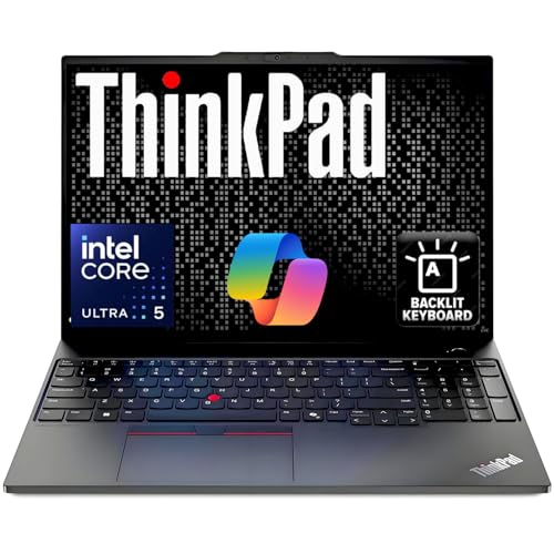 Image of Lenovo 2026 ThinkPad E16 Business AI PC Laptop, 16 inch FHD+ Display, Intel 12-Core Ultra 5 125U (> i7-1355U), 16GB DDR5, 1TB SSD, Fingerprint Reader, Backlit KB, Thunderbolt 4, Ethernet, Windows 11 Pro