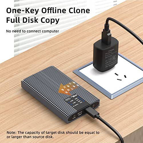 ISHEEP NVMe AHCI M.2 SSD Duplicator Enclosure, USB3.2 Type C 20Gbps Clone Docking Station, for M.2 SSD 2230/ 2242/ 2260/ 2280, Support One Key Cloner Copy Function (K2022P) - Image 3