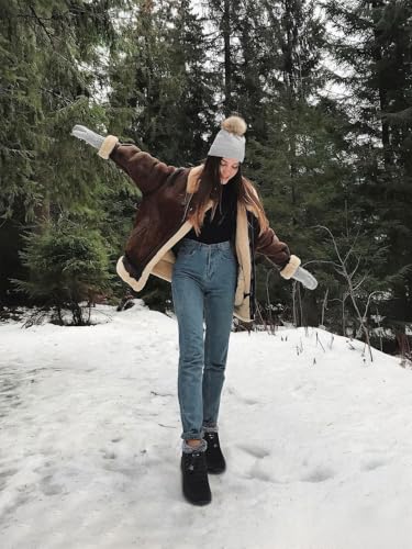 SHIBEVER Winter Boots for Women Snow: Fur Lined Warm Ankle Boots - Adjustable Water Resistant Outdoor Zipper Snow Shoes3