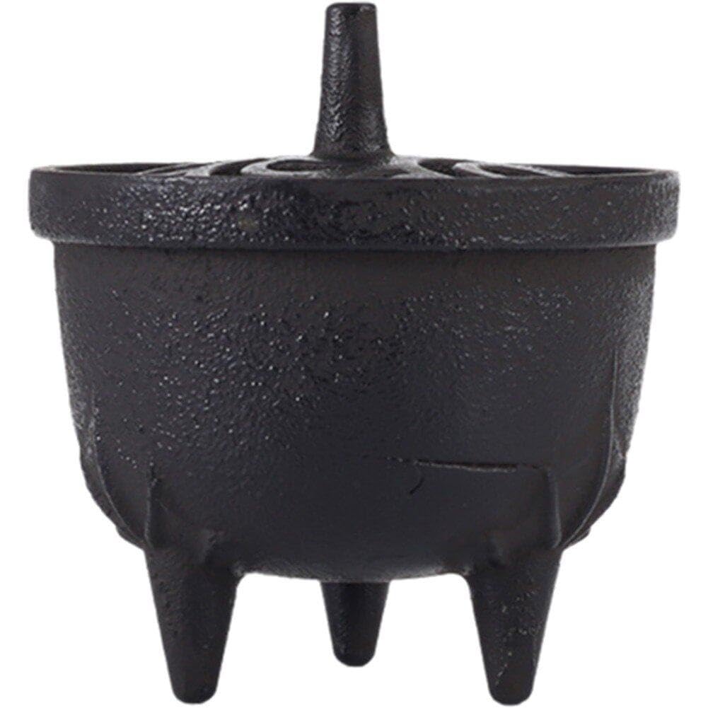 Brûleur d'encens en fonte vintage trépied avec couvercle pour cône et maison