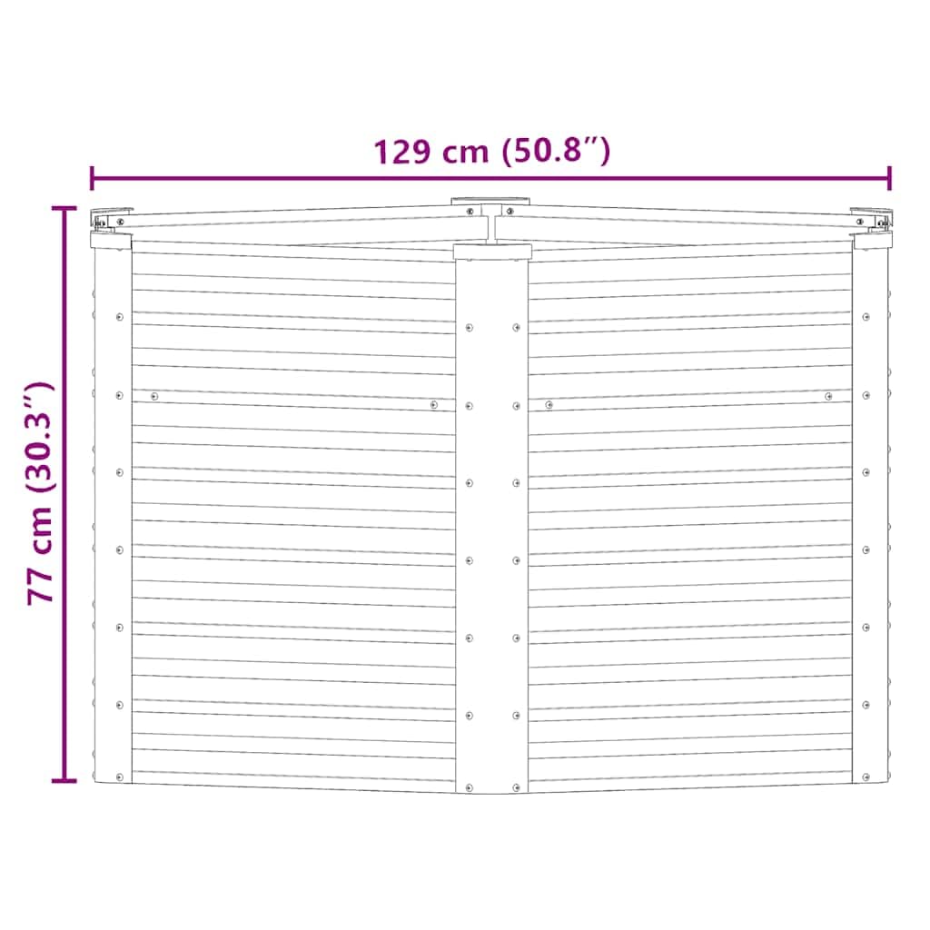 vidaXL Arriate de Acero Galvanizado Marrón Macetas Tiestos Casa Decoración Flores Floristería Jarrones Plantas Hierbas Jardinería 129x129x77 cm