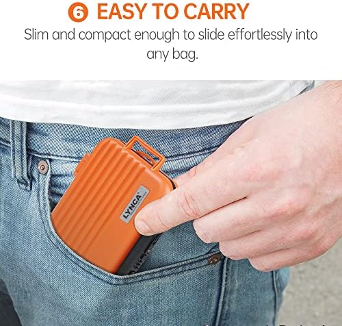 LYNCA Memory Card Case Holder SD Card Case Waterproof Memory Card Holder Anti-Shock Water-Resistant Carrying Box Holder for 8 SD Cards 4 CF Cards 12 Micro SD/TF Cards (Orange)