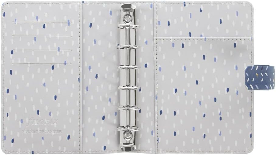 Filofax Indigo Organizer, Pocket Size, Frost - Leather-Look, Gold Foil Accents, Six Rings, Week-to-View Calendar Diary, Multilingual, 2025 (C028714-25)