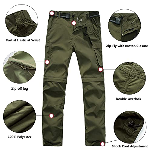 Jomlun Boy’s Casual Quick Dry Outdoor Pants Hiking Climbing Convertible Trouser Kids' Cargo Pants Army Green #TOP2