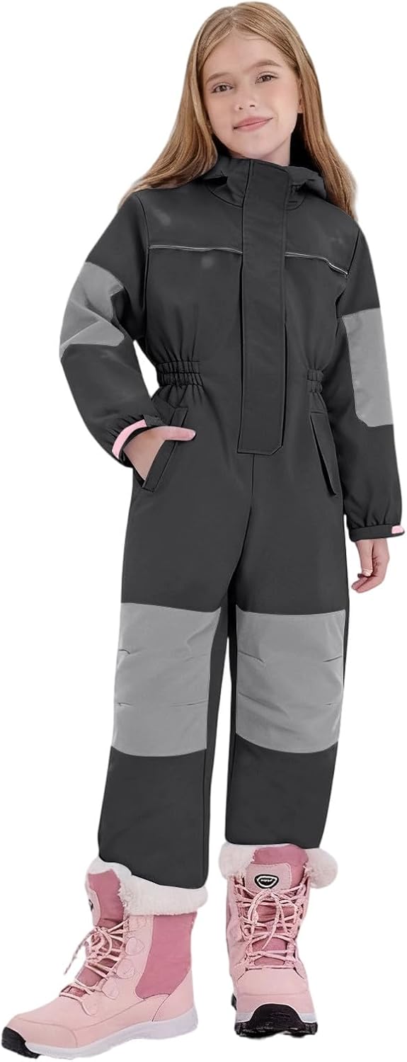 Snow Suit for Teen Girls Boys Ski Bib Winter One Piece Snowsuit Overalls Waterproof Snowboard Fleece Warm Jumpsuits