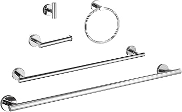 24 Bathroom Hardware Set and 32 Towel Bar Combo Set, Polished Chrome