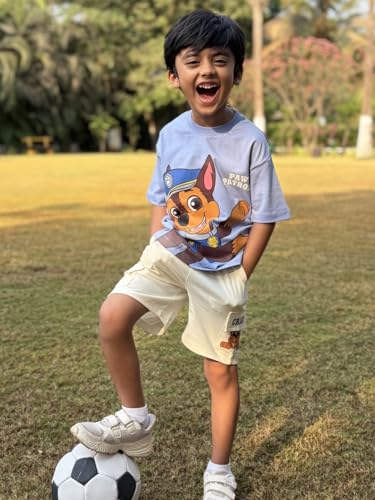 Image of Nap Chief Kids Cotton Paw Patrol Print Co-Ord Set for Boys & Girls | Half Sleeve T-Shirt & Shorts Set | Soft Casual Summer Wear
