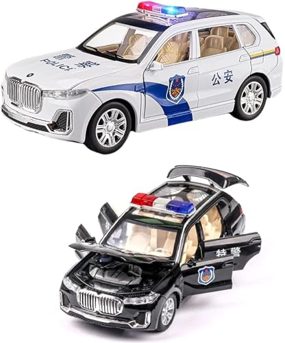 Image of Metal Pull Back Diecast Car SUV 1:24 Big BMW X7 Police Pull Back Car Model with Sound Light Boys Gifts Toys for KidsPack of 1】,multicolor