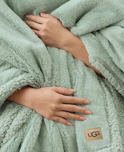 Image of UGG Cynthia Throw Blanket, Reversible Faux Fur for Sofa, 50 inch x 70 inch, Green