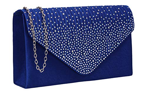 Pochette enveloppe bleu roi Swankyswans Abby strass pour femme tailleur chic
