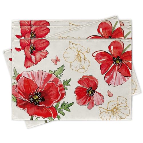 Croar Spring Summer Floral Flower Placemats Set of 4