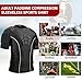 Zicac Padded Compression Shirt 7-Pads Football Rib Protectors Padded Shirt Chest Protective Gear Sports Rash Guards for Football Rugby Baseball (Black Grey, X-Large)