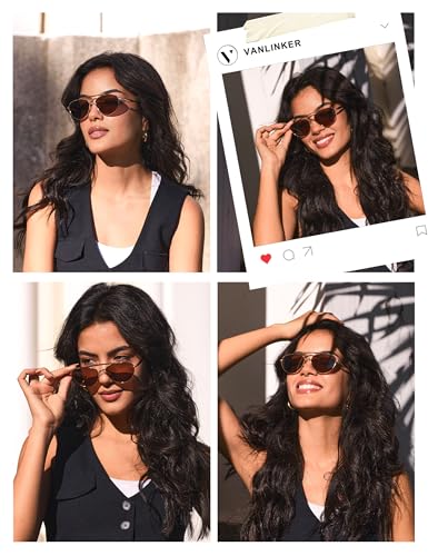 VANLINKER Polarized Trendy Aviator Metal Cat Eye Sunglasses for Women Men Retro Vintage Shades VL98683
