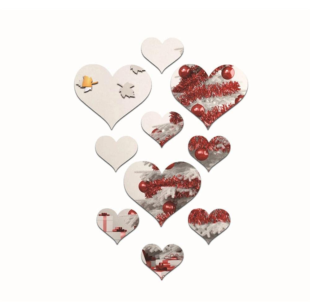 Uteruik Mirror Wall Stickers Acrylic Love-heart Wall Decals Murals for Living Room Bedroom Stair Wall Decor (Silver Color)