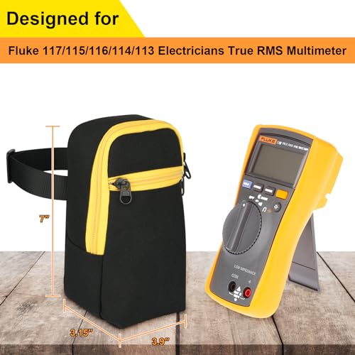Image of Multimeter Case for Fluke 117 /115 /116 /114 /113 Digital Multimeter, Multimeter Testers Tools Storage Organizer Bag, Travel Protective Carrying Storage Organizer Bag with Accessories Pocket (Black)
