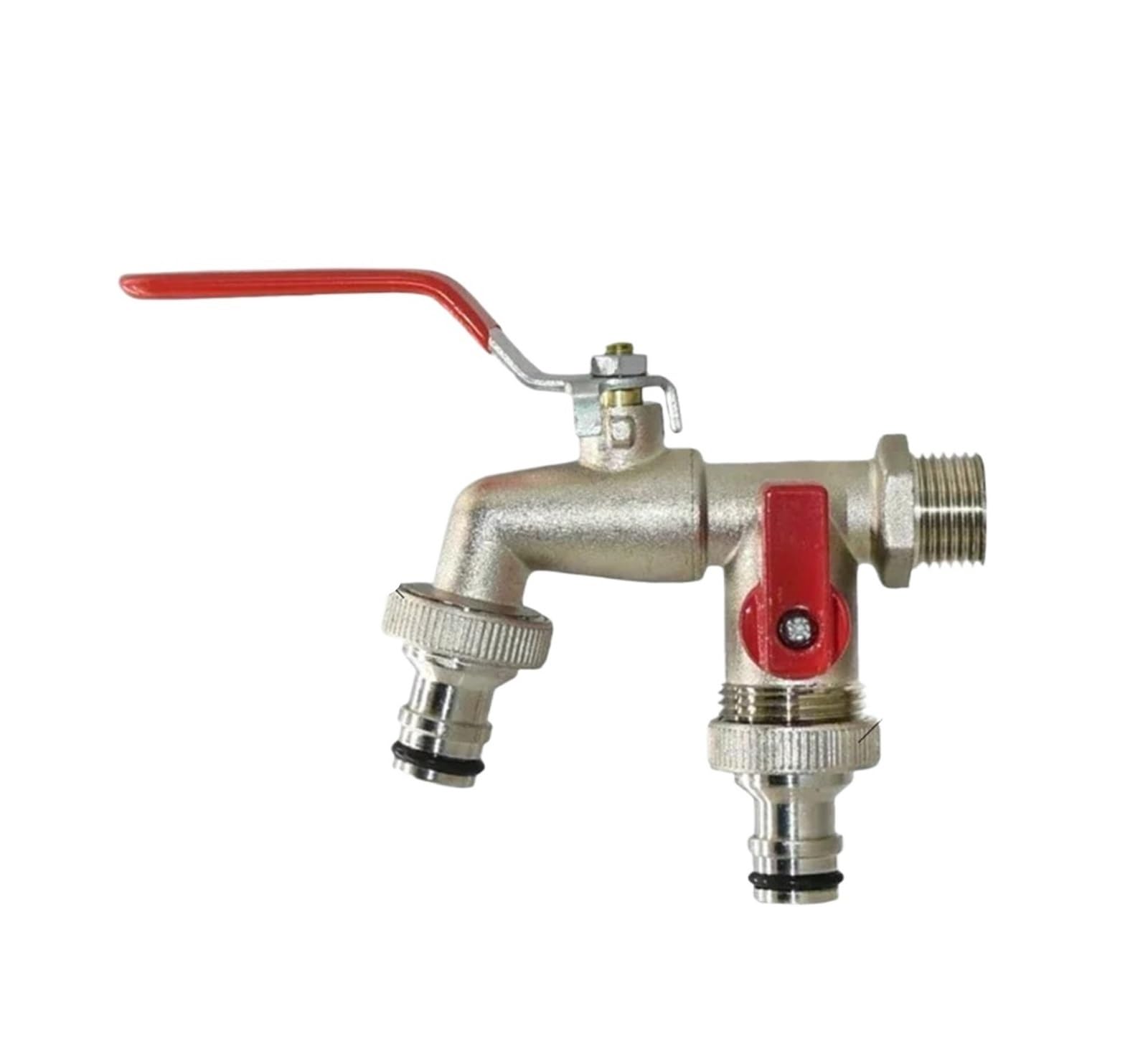 Taps Industrial and Home Irrigation Zinc Alloy Garden Bibcocks 1 Inlet 2 Outlet Bibcock with Dual Nipple and Outdoor Balcony Faucet for Garden(Color-05)
