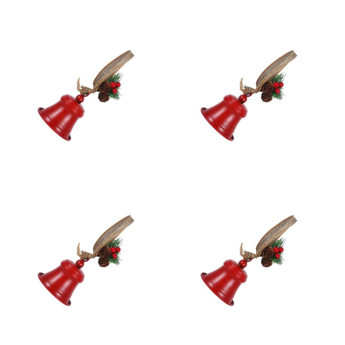 TOYANDONA 4 Piezas Campana Colgante Retro de Hierro Roja para Navidad,