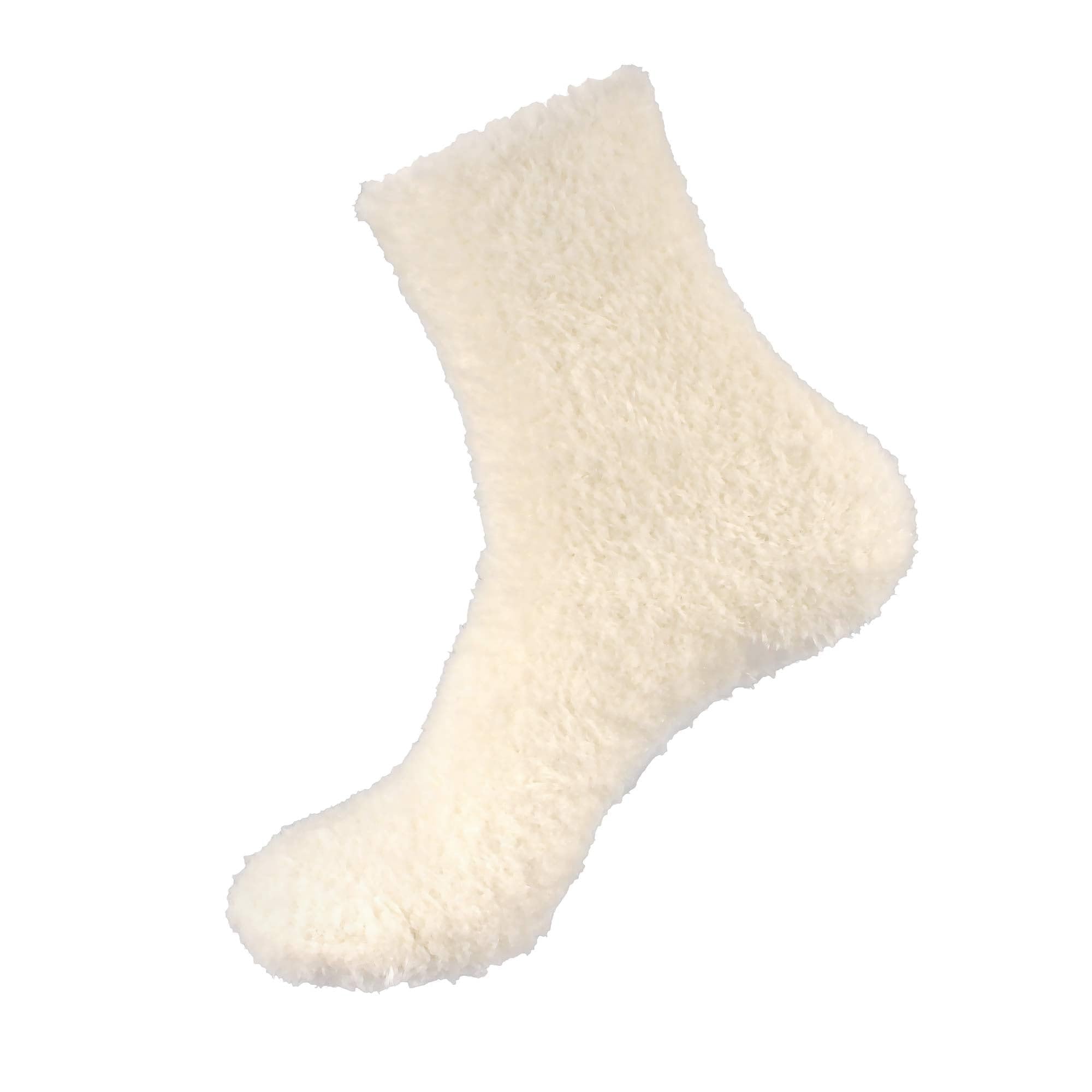 PLUSOXUnisex Extra Large Comfy Soft Warm Plush Slipper Bed Fuzzy Socks - Beige - 2 Pairs …
