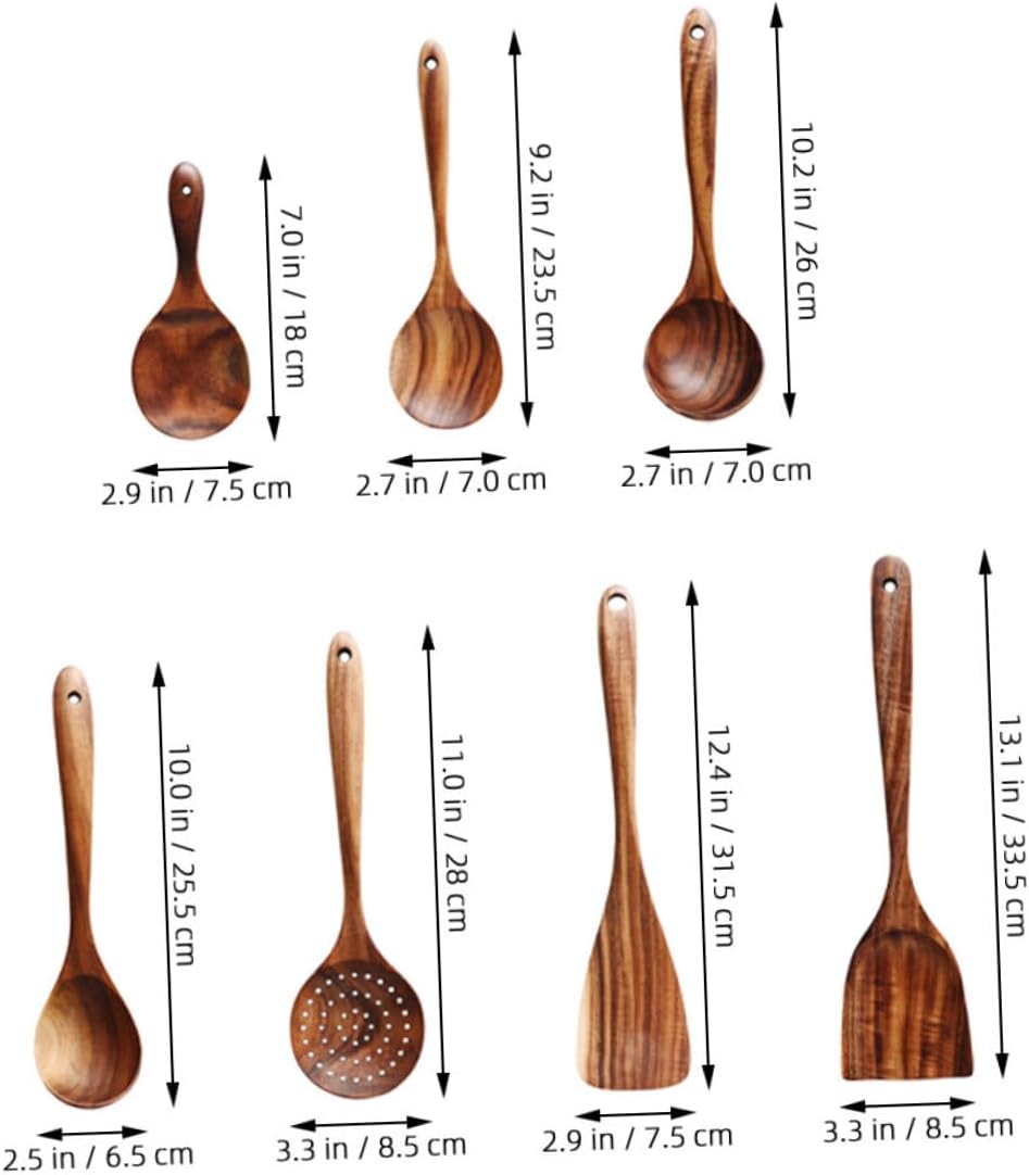 PRETYZOOM Kitchen Cooking Spoons Set Wooden Scoop Kit Spoons Tea Strainer Versatile Cooking Utensils for Home Gifts