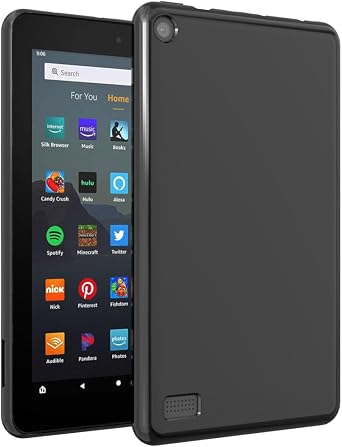 Case for Kindle Fire HD 10 Tablet 10.1" 7th and 9th Generation, 2017 and 2019 Release, [Lightweight + Protective] Shockproof Soft Ultra Slim Cover, Black