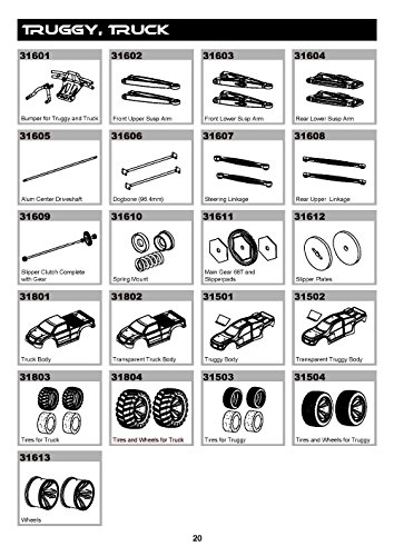 Generic 31602 : RC CAR SPARE PARTS ACCESSORIES FOR SUPERCAR 1/10 ELECTRIC POWERED 4WD OFF ROAD BUGGY TRUGGY TRUCK MANUAL PAGE20 PARTS