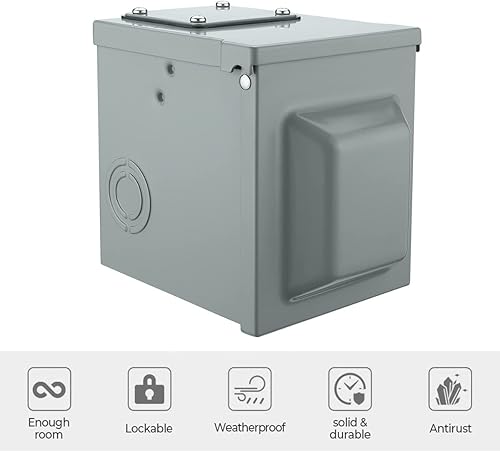 Miniatura 4 de Miady Caja de toma de corriente de 50 amperios 6-50R de 250 voltios, cerrada con cerradura resistente a la intemperie, panel de receptáculo