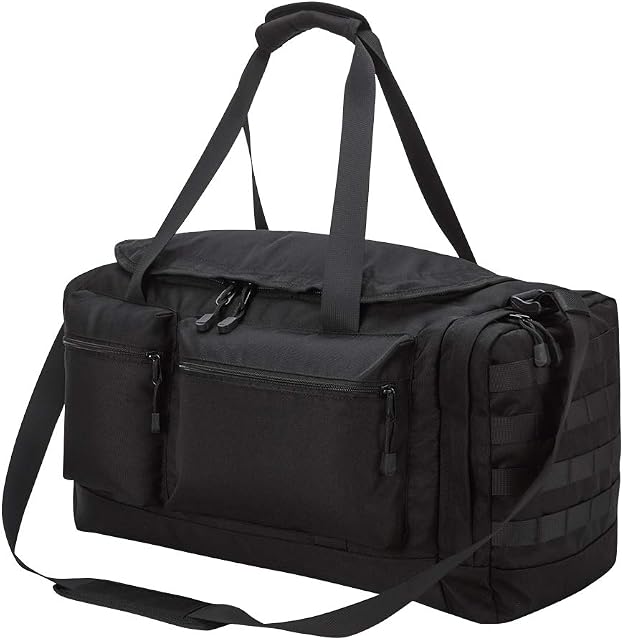 Tactical Duffle Bag 40L Molle Holdall Bag with Shoulder Strap Water Resistant for Gym, Sport, Weekender, Travel Duffel Bag (40L, Black)