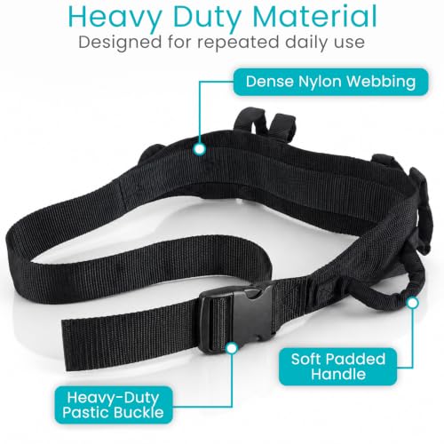 Image of Vive Gait Belt with Handles - Patient Transfer Belt w 7 Padded Handles