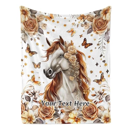 Albrayst Manta temática de caballo, manta personalizada con nombre, manta personalizada para sofá dormitorio, 30 x 40 pulgadas