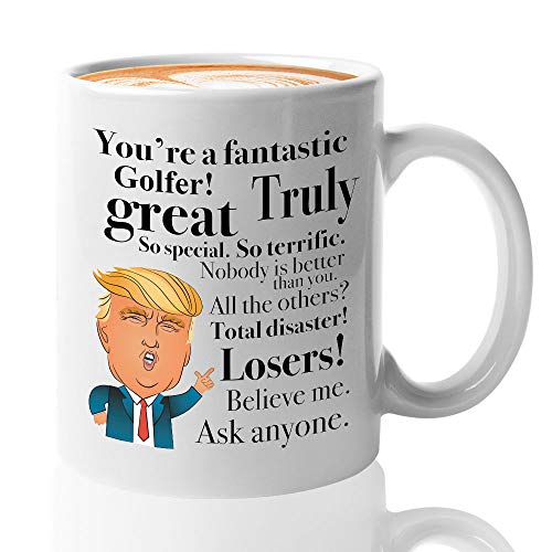 Donald Trump Coffee Mug For Golfer - 11 Oz Novelty Cup Gifts For