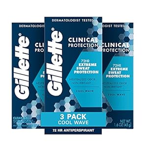 Gillette Clinical Strength Clear Gel Men’s Antiperspirant and Deodorant, 72-Hour Sweat Protection, Cool Wave, #1…