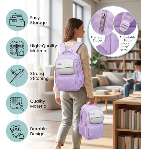 Image of ADSON kawaii Girls Travel School Bag|Backpack Of Large Capacity Aesthetic Stylish Girls Korean Laptop Bag Rucksack for School |College Bags Cute Bookbag for Teens Water Resistance 18 Inches