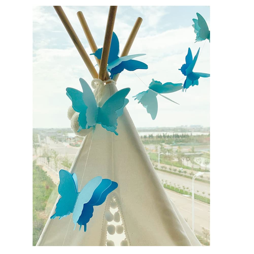 SHTGOI 4 Adet 3D Kelebek Kağıt Çelenk Kelebek Afiş String El Yapımı Asılı  Dekoratif Garland Düğün, Bebek Duşu Doğum Günü ve Tema Dekoru için Renk  Geçişi Mavi : Amazon.com.tr: Ofis ve Kırtasiye