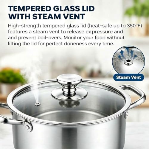 6QT Titanium Stock Pot with Lid - Large Pot for Cooking - Image 4
